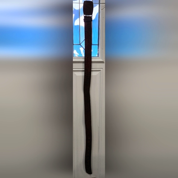 Dark brown genuine leather belt with dragon buckle men's size 38-40 - Picture 6 of 6